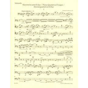 Dvorak, Antonin - Piano Quartet in D major, op. 23 - for Violin, Viola, Cello, and Piano - edited by Robin Tait - Barenreiter URTEXT