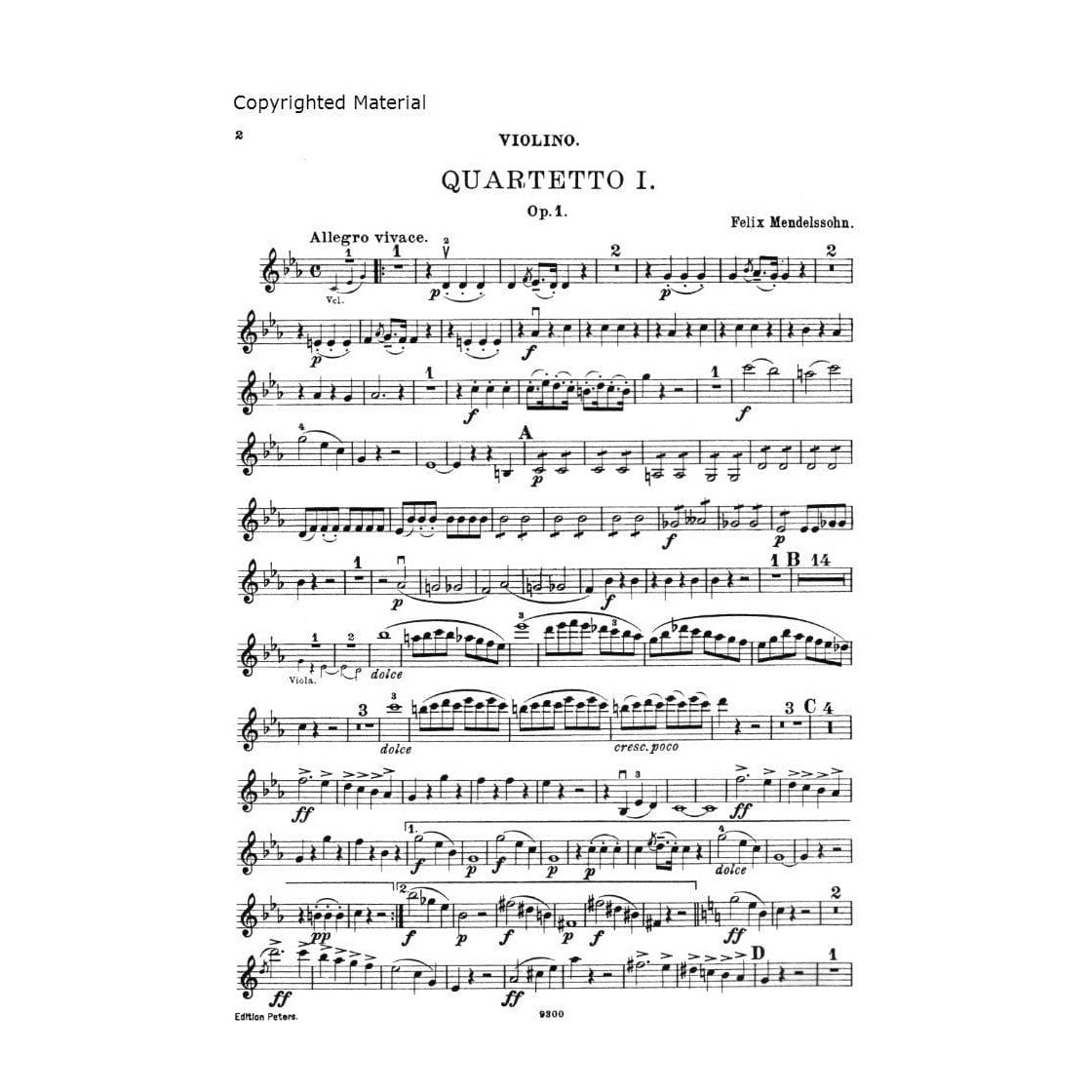 Mendelssohn, Felix - Piano Quartets, Op 1, 2 and 3 - Violin, Viola, Cello, and Piano - Edition Peters