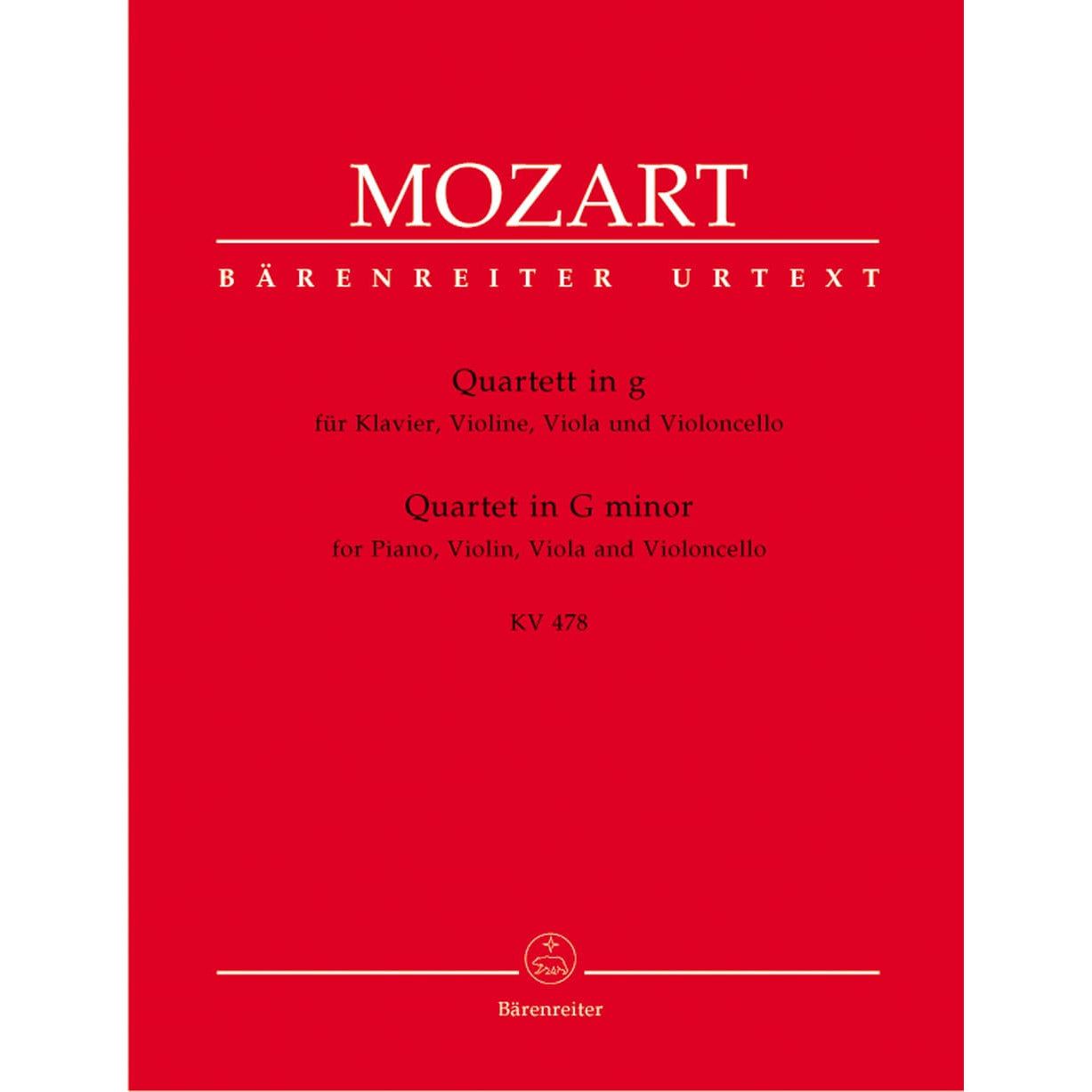 Mozart, WA - Piano Quartet in g minor, K 478 - Violin, Viola, Cello, and Piano - edited by Hellmut Federhofer - Bärenreiter Verlag URTEXT