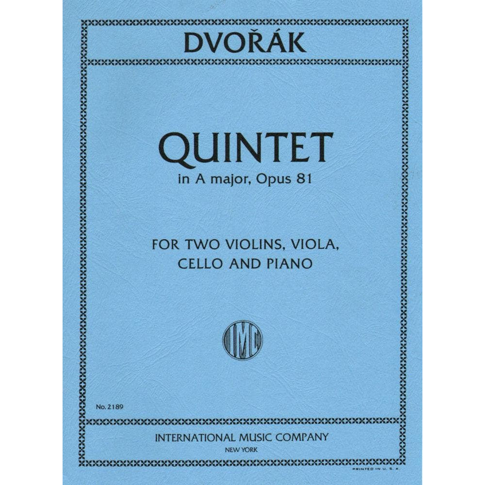 Dvorák, Antonín - Piano Quintet In A Major, Op 81 - Two Violins, Viola, Cello, and Piano - International Edition