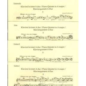 Dvorak, Antonin - Piano Quintet in A major, op. 5 - for Two Violins, Viola, Cello, and Piano - edited by Burghauser and Solc - Barenreiter URTEXT