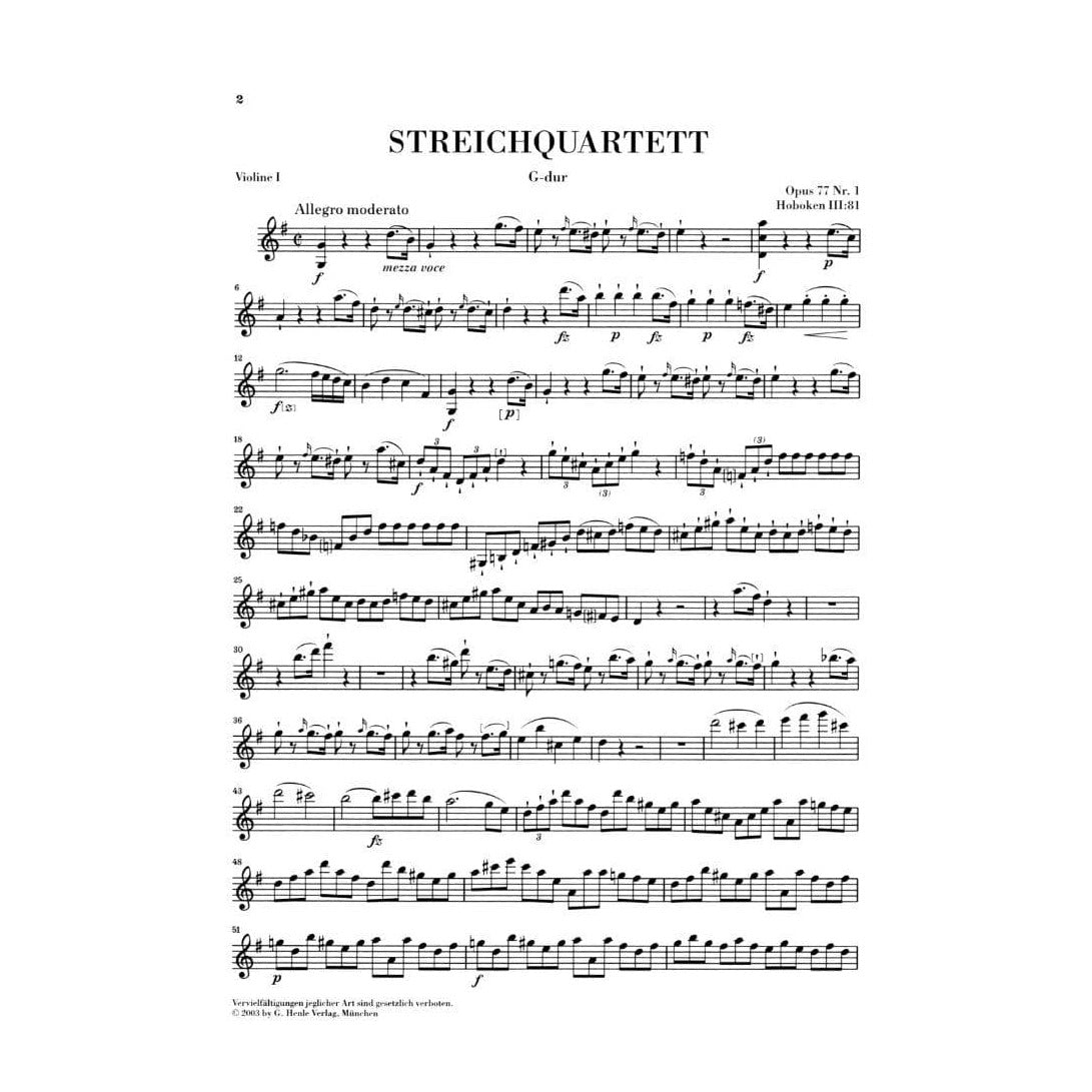 Haydn, Franz Joseph - String Quartets, Volume 11: Op 77 and 103 - edited by Horst Walter - G Henle Verlag URTEXT