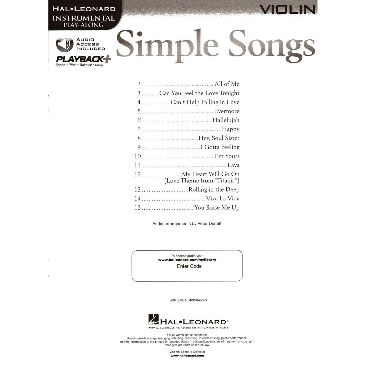 Simple Songs - 14 Well-Known Melodies - for Violin with Audio Access Included - Hal Leonard Instrumental Play-Along