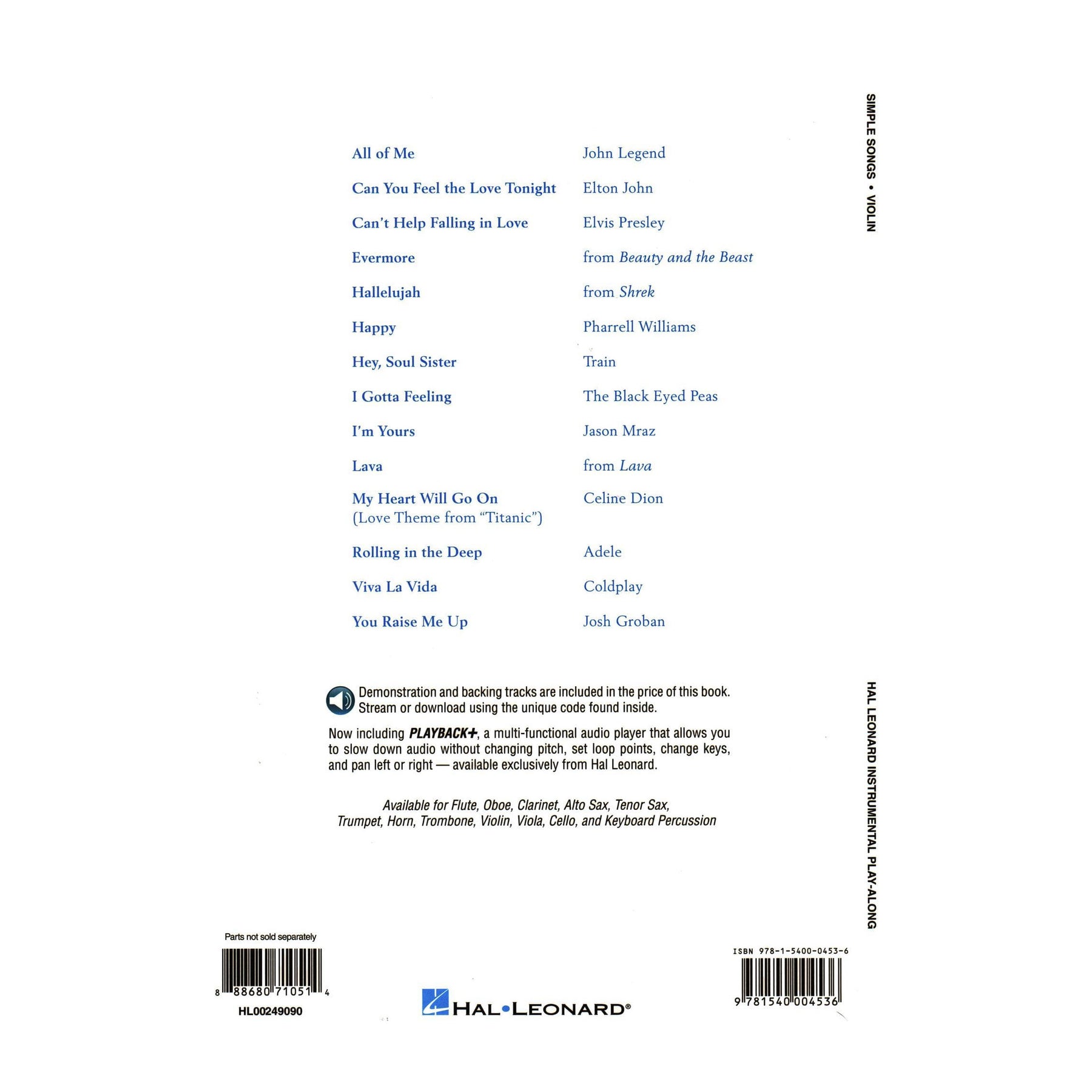 Simple Songs - 14 Well-Known Melodies - for Violin with Audio Access Included - Hal Leonard Instrumental Play-Along