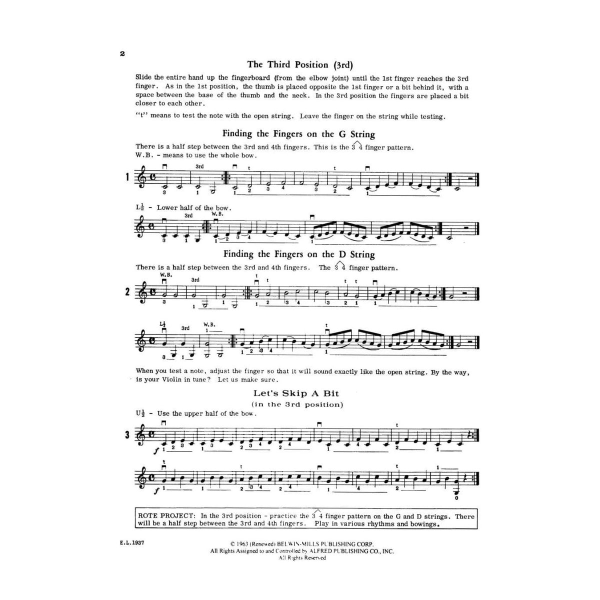 Applebaum, Samuel -3rd and 5th Position String Builder for Violin - Belwin/Mills Publication