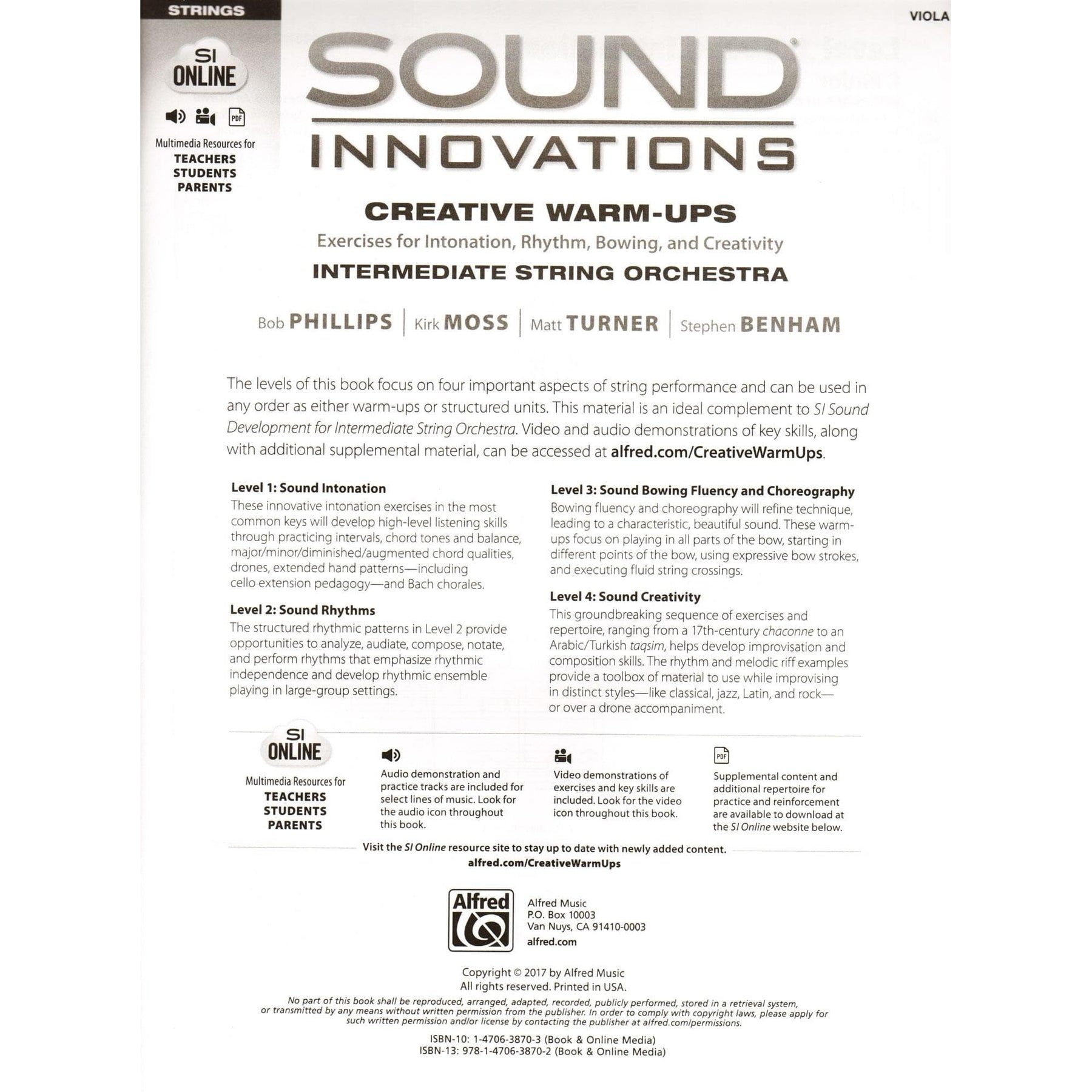 Sound Innovations - Creative Warm-Ups - for Viola - Intermediate String Orchestra Method by Phillips, Moss, Turner, Benham - Alfred