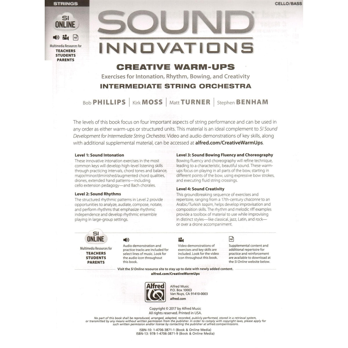 Sound Innovations - Creative Warm-Ups - for Cello or Bass - Intermediate String Orchestra Method by Phillips, Moss, Turner, Benham - Alfred