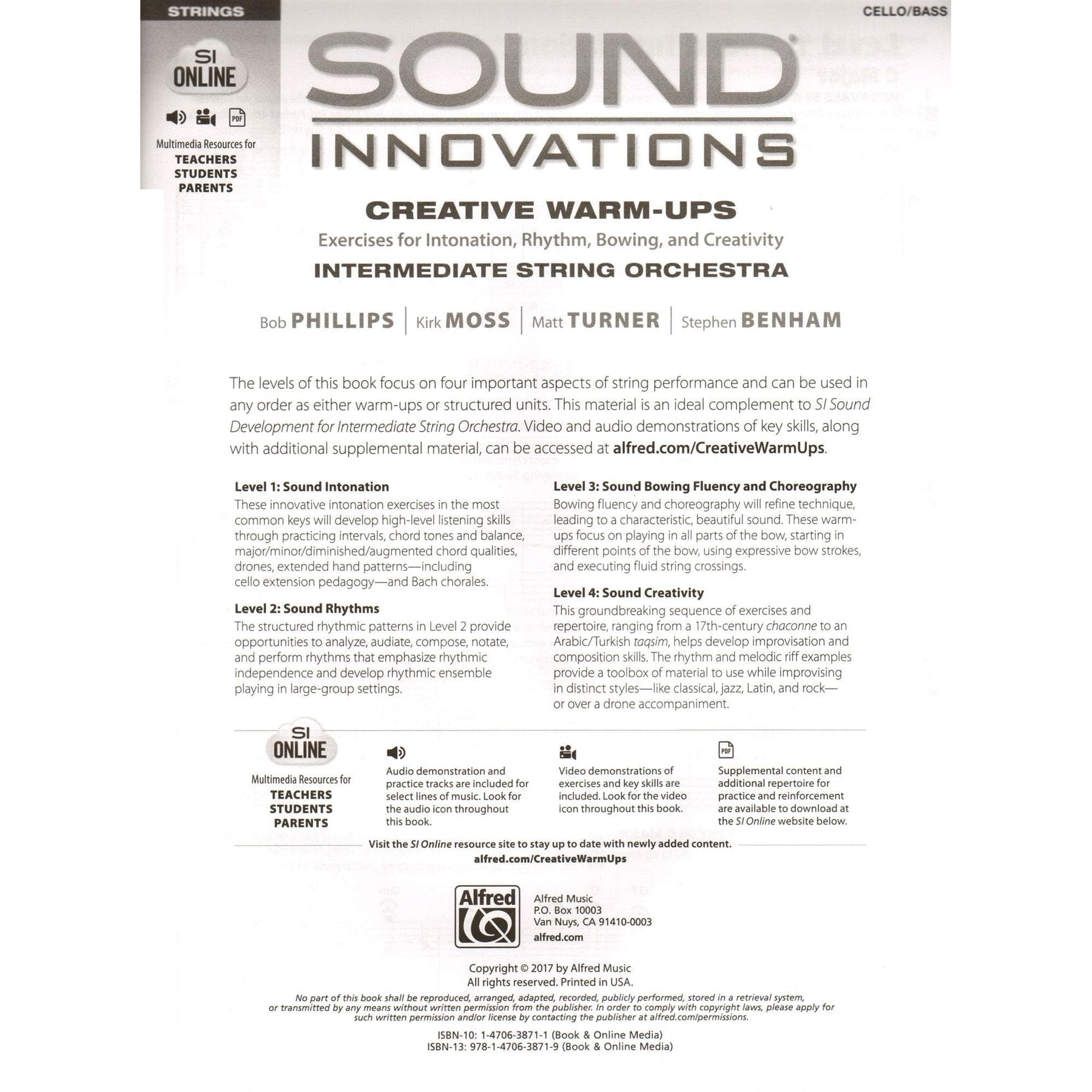 Sound Innovations - Creative Warm-Ups - for Cello or Bass - Intermediate String Orchestra Method by Phillips, Moss, Turner, Benham - Alfred