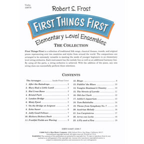 Frost, Robert S - First Things First: Elementary Level Ensembles - Violin - Neil A Kjos Music Co