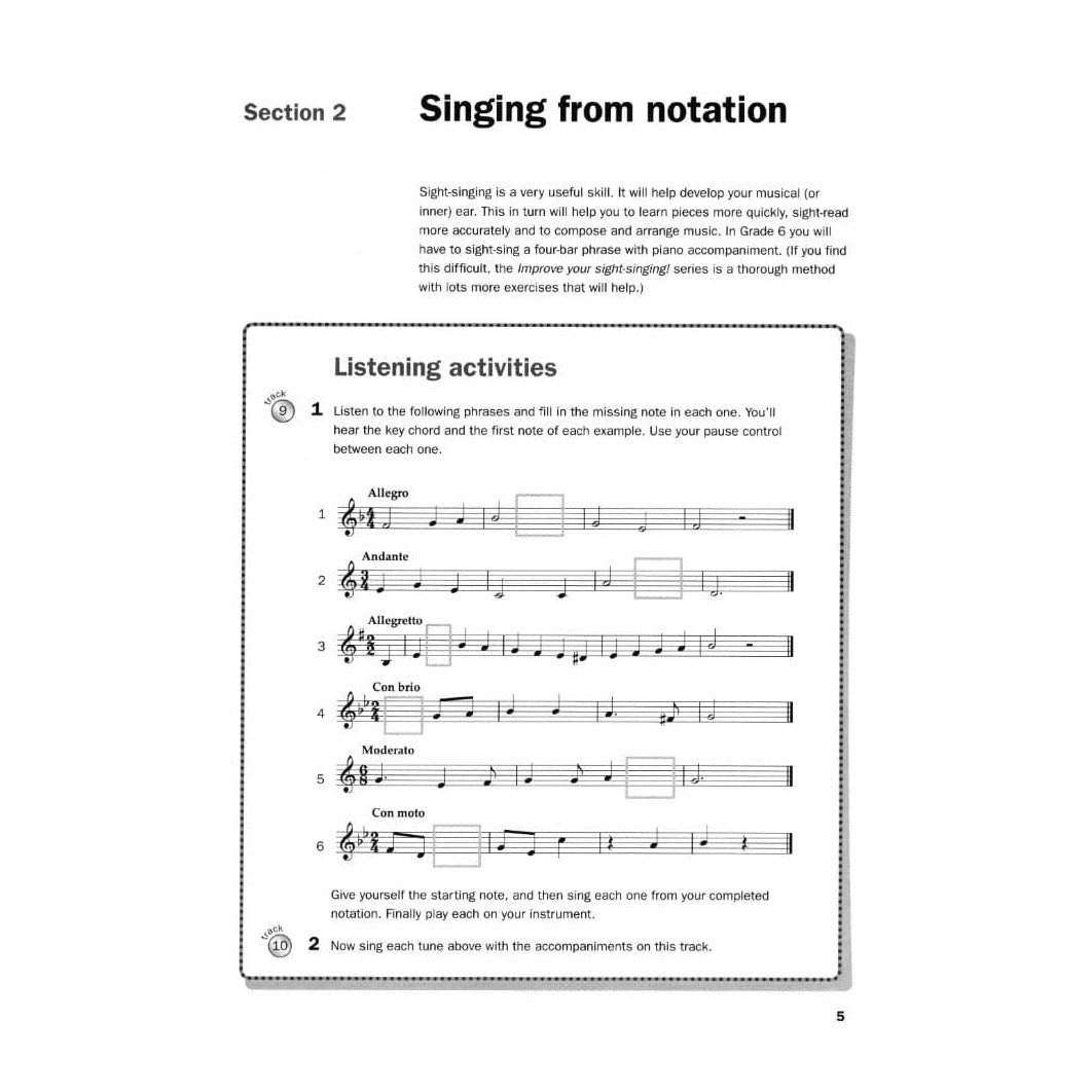 Harris, Paul - Improve Your Aural! A Workbook for Examinations - Grade 6 - Book/CD set - Faber Music Edition