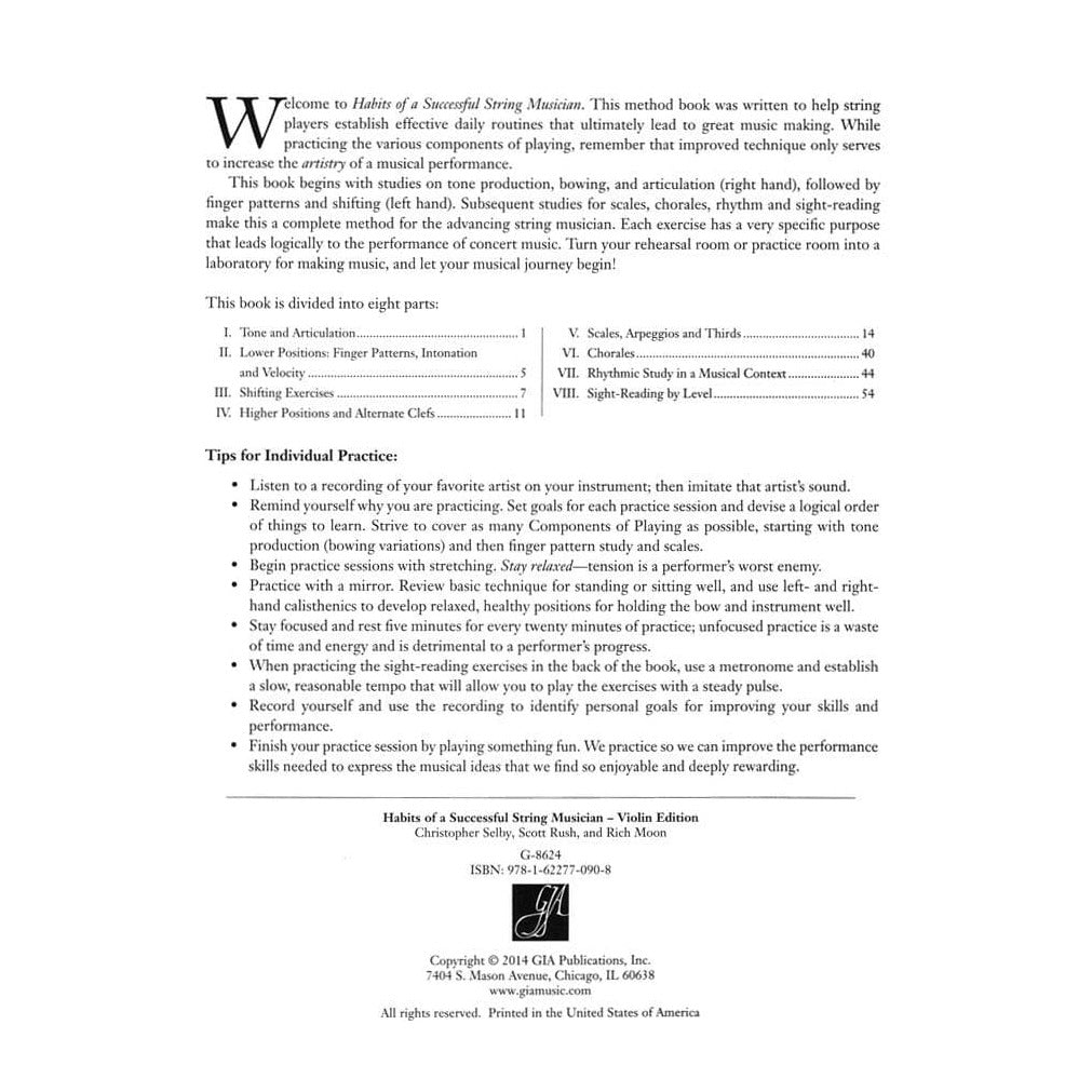 Selby/Rush/Moon - Habits of a Successful String Musician - for Violin - GIA Publications