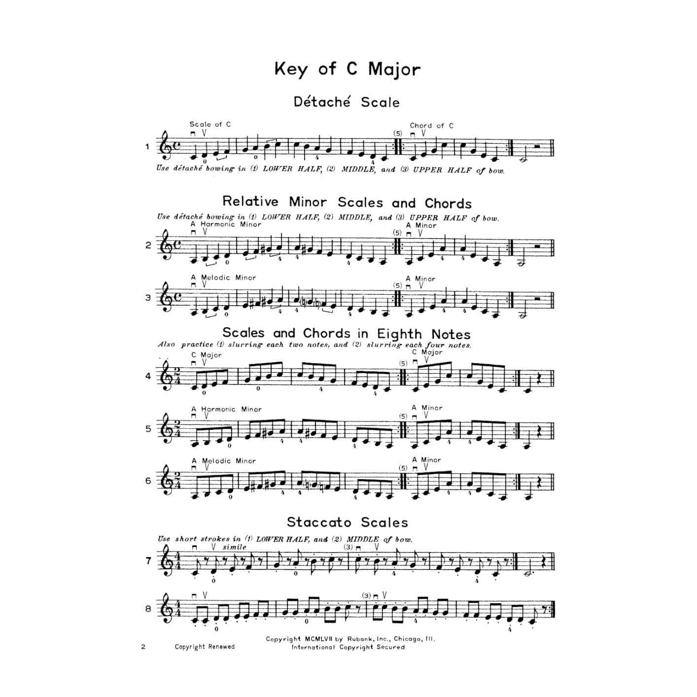 Whistler/Hummel - Intermediate Scales & Bowings, for Violin Published by Rubank Publications