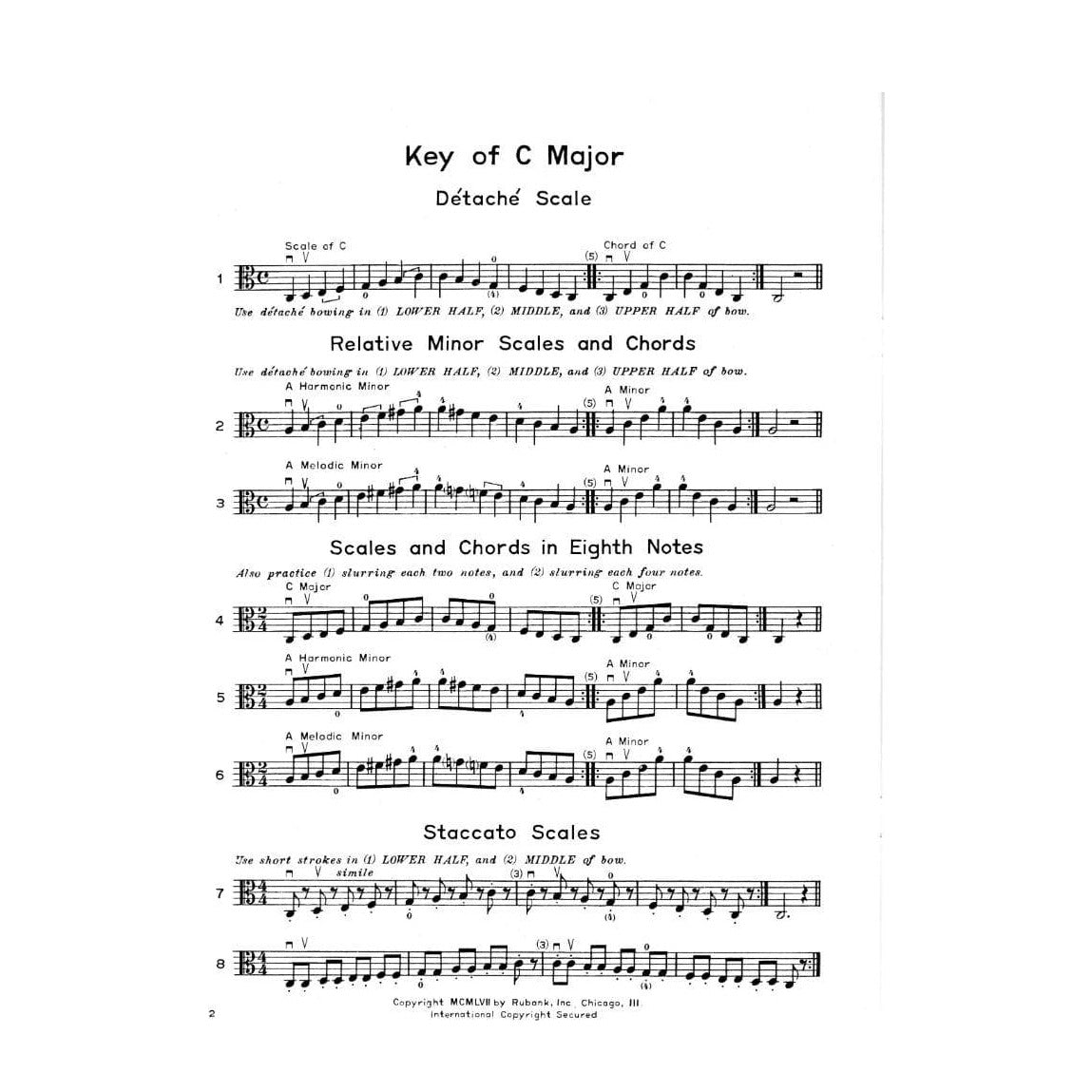 Whistler/Hummel - Intermediate Scales & Bowings, for Viola Published by Rubank Publications
