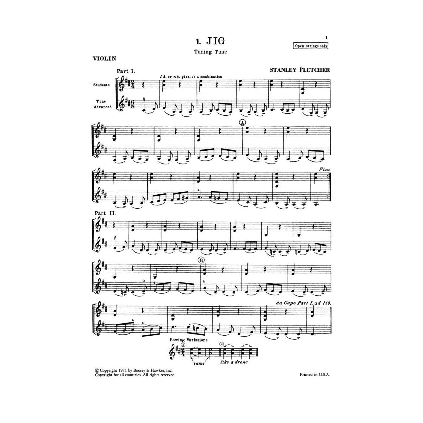 Fletcher, Stanley - New Tunes For Strings, Book 1 - Violin - Boosey & Hawkes Edition