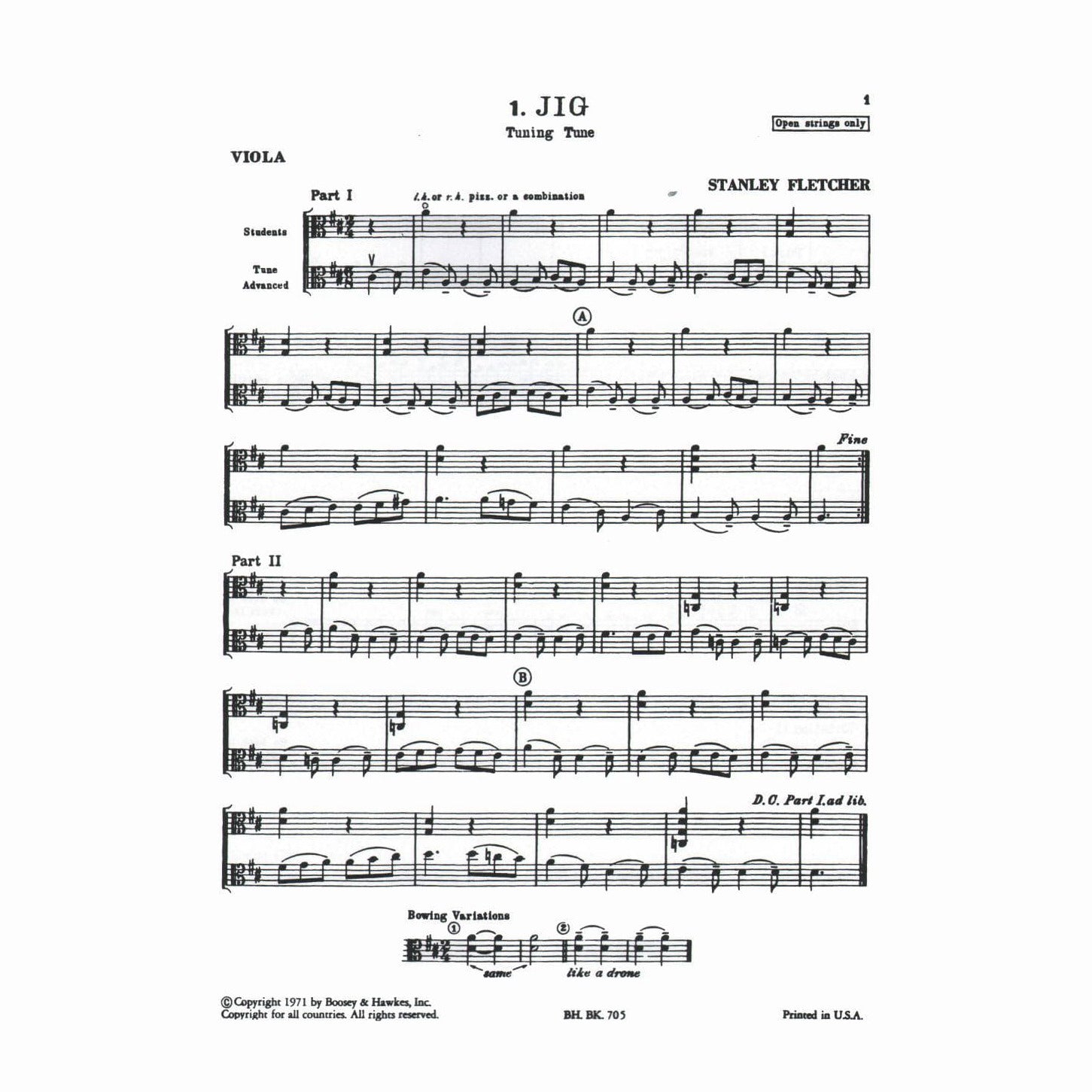 Fletcher, Stanley - New Tunes For Strings, Book 1 - Viola - Boosey & Hawkes Edition