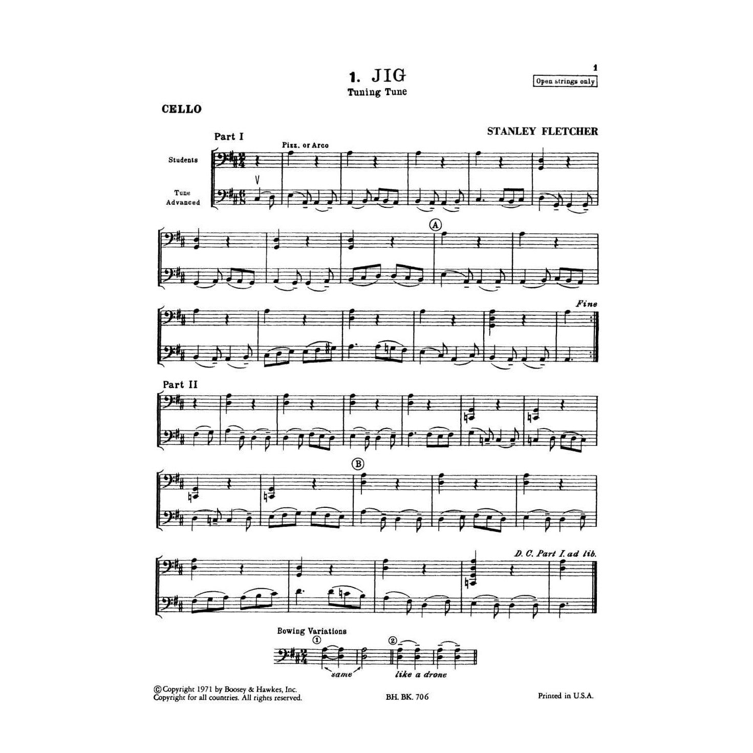 Fletcher, Stanley - New Tunes For Strings, Book 1 - Cello - Boosey & Hawkes Edition