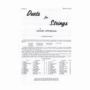 Applebaum, Samuel - Duets For Strings - Book 2 for Viola - Belwin/Mills Publication