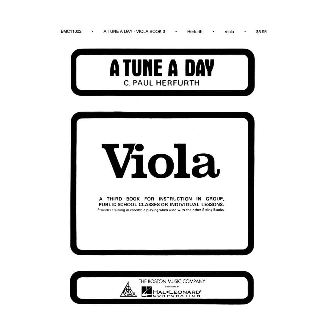 Herfurth, C Paul - A Tune A Day String Method, Book 3 - Viola - Boston Music Co