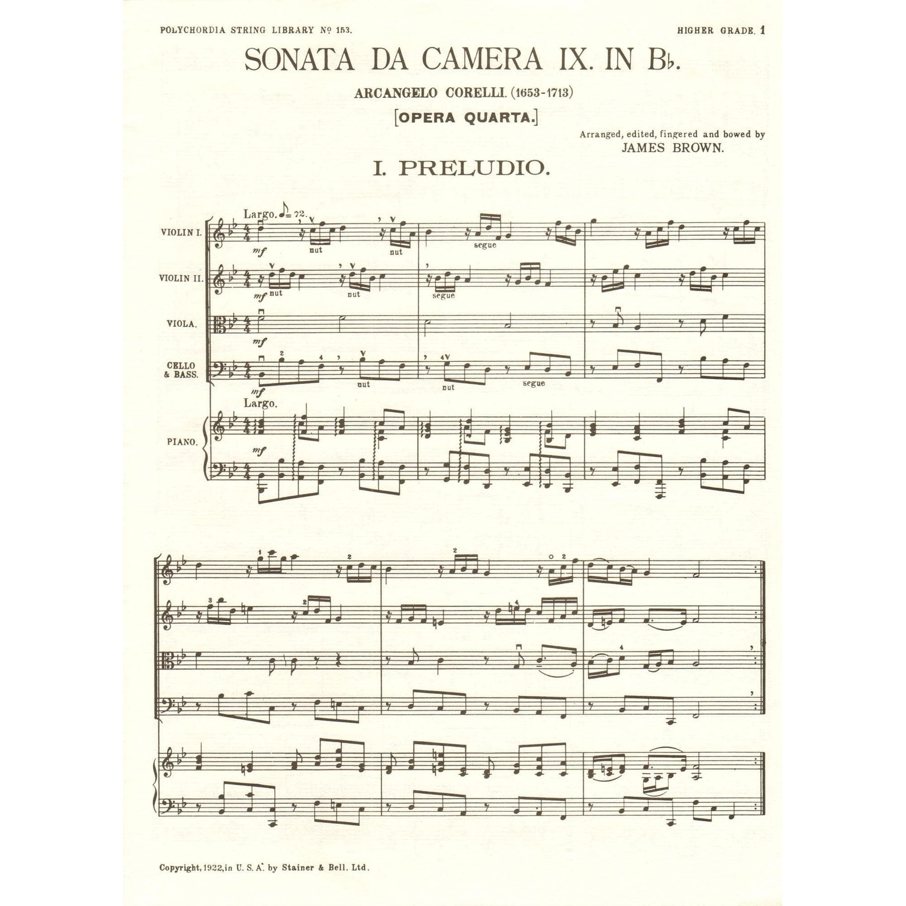 Corelli, Arcangelo - The Polychordia String Library: No. 153 - Sonata Da Camera, Nos. 9 and 10 - Piano Score ONLY - Galaxy Music