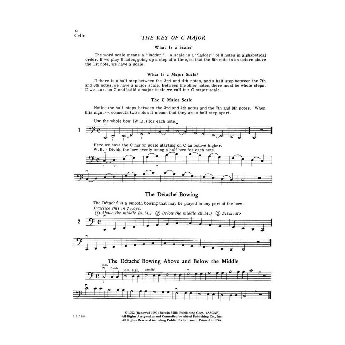 Applebaum, Samuel - Scales For Strings - Book 1 for Cello - Belwin/Mills Publication
