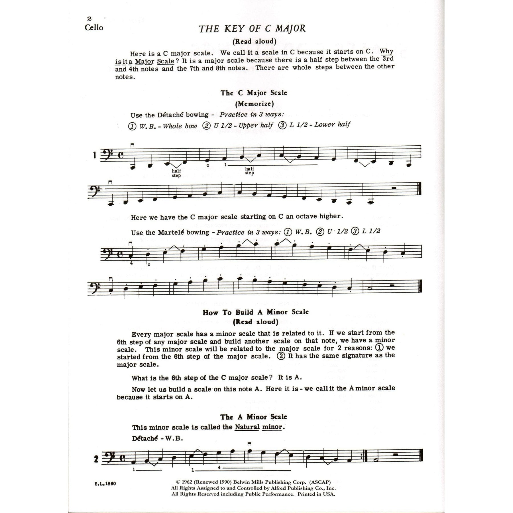 Applebaum, Samuel - Scales For Strings - Book 2 for Cello - Belwin/Mills Publication