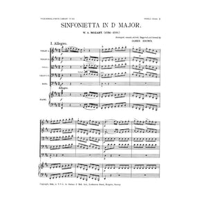 Mozart, WA - Sinfonietta in D Major for String Orchestra - Piano Score ONLY - EC Schirmer Publishing