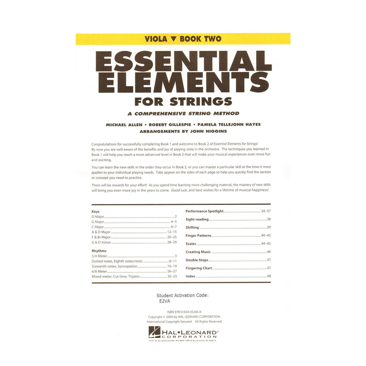 Essential Elements Interactive (formerly 2000) for Strings - Viola Book 2 - by Allen/Gillespie/Hayes - Hal Leonard Publication