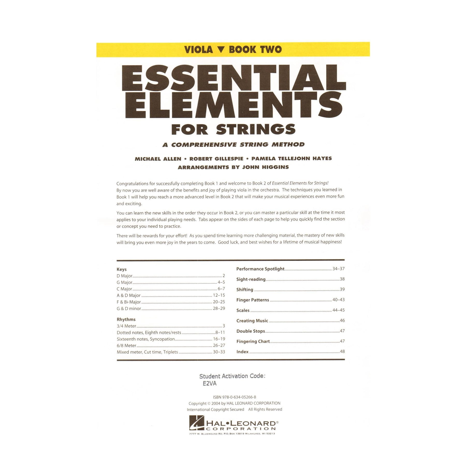Essential Elements Interactive (formerly 2000) for Strings - Viola Book 2 - by Allen/Gillespie/Hayes - Hal Leonard Publication