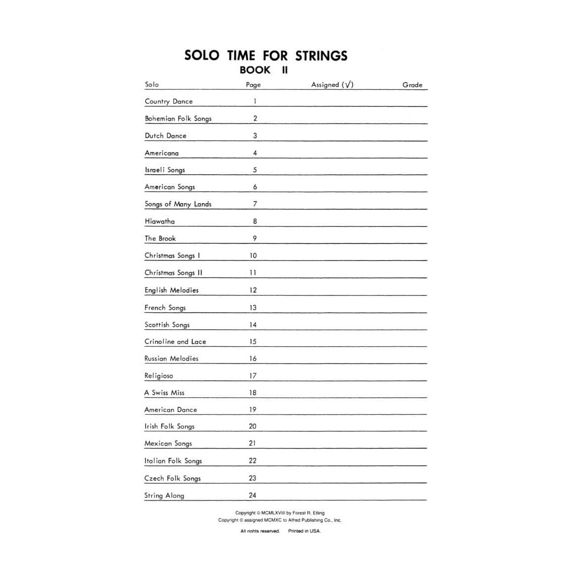 Etling, Forest - Solo Time For Strings, Book 2 - Violin - Alfred Music Publishing