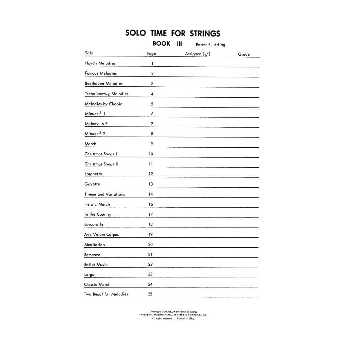 Etling, Forest - Solo Time For Strings, Book 3 - Viola - Alfred Music Publishing