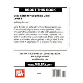 Duncan, Craig - Easy Solos For Beginning Cello, Level 1 - for Cello with Piano Accompaniment - Mel Bay Publications