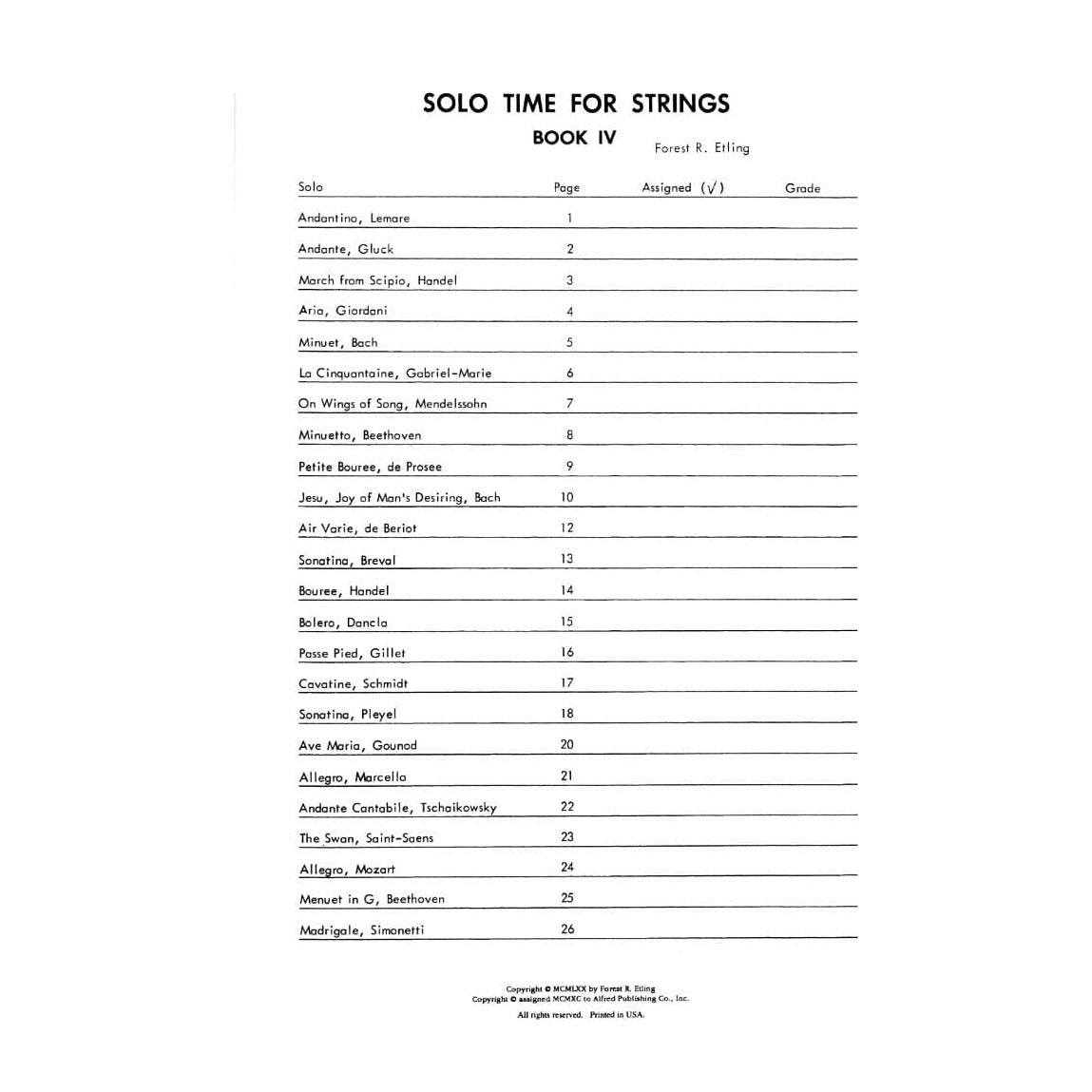 Etling, Forest - Solo Time For Strings, Book 4 - Viola - Alfred Music Publishing