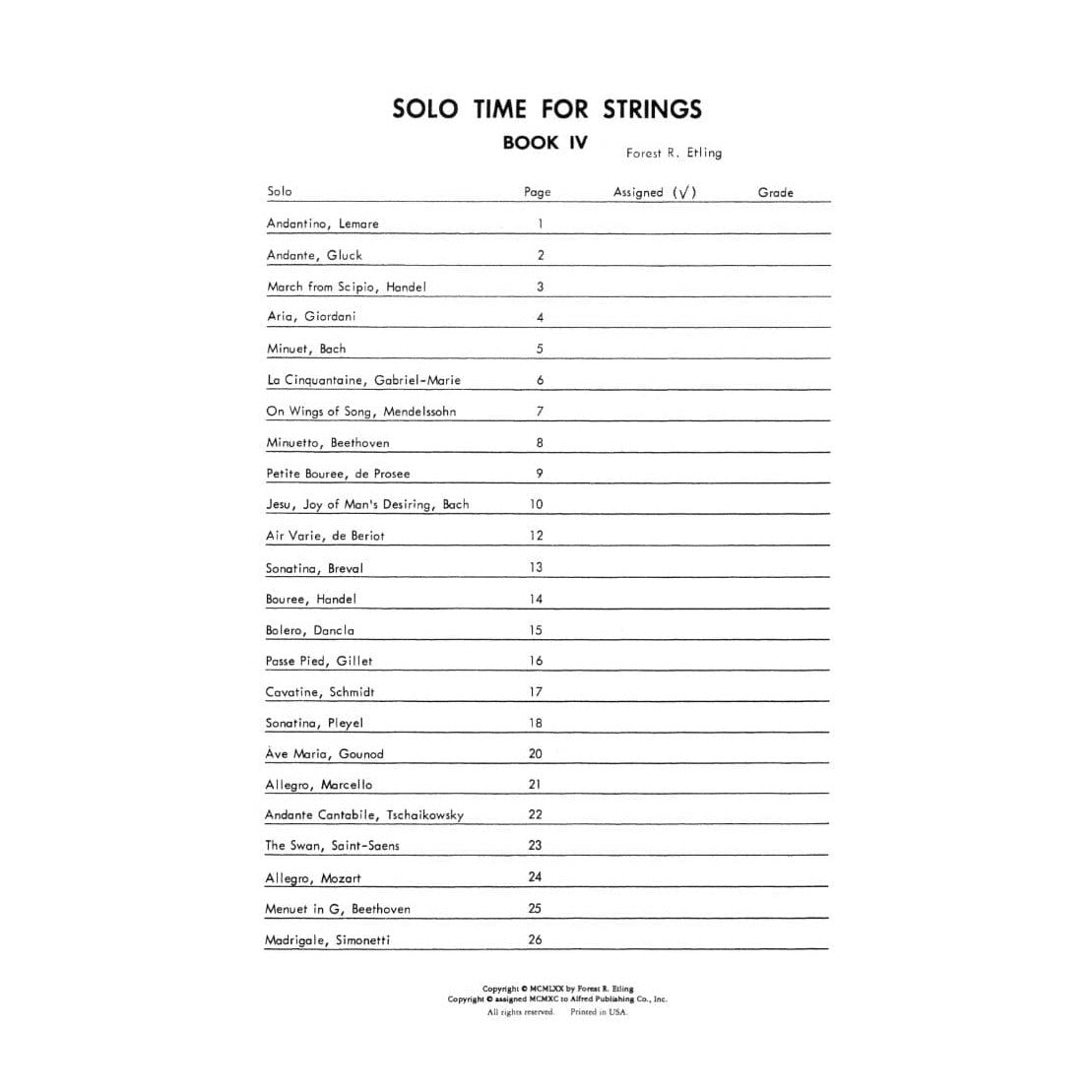Etling, Forest - Solo Time For Strings, Book 4 - Violin - Alfred Music Publishing