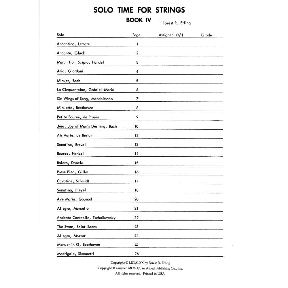 Etling, Forest - Solo Time For Strings, Book 4 - Double Bass - Alfred Music Publishing