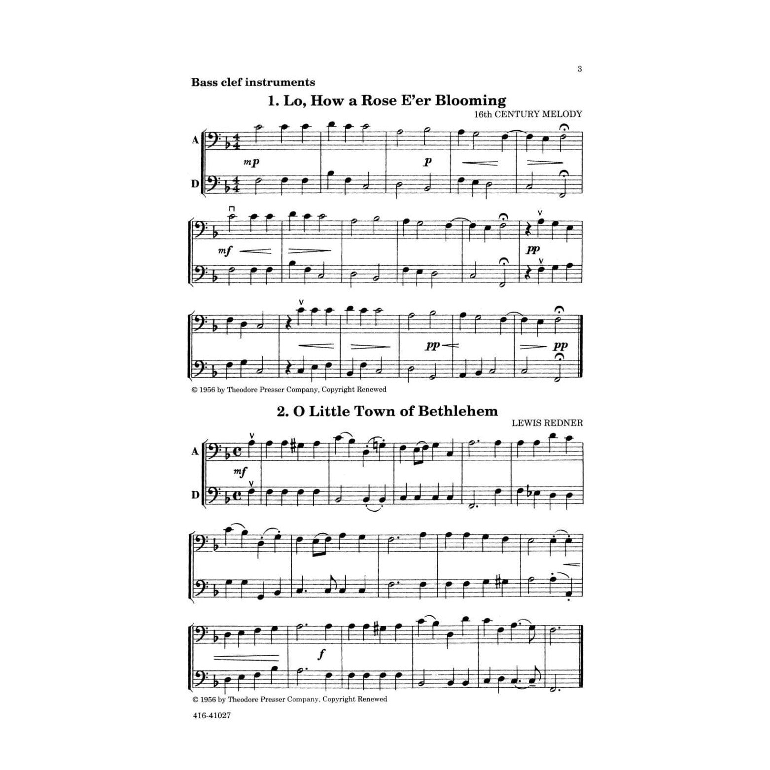 Zimmerman, Ruth L - Play a Song of Christmas, for Cello Published by Theodore Presser Company