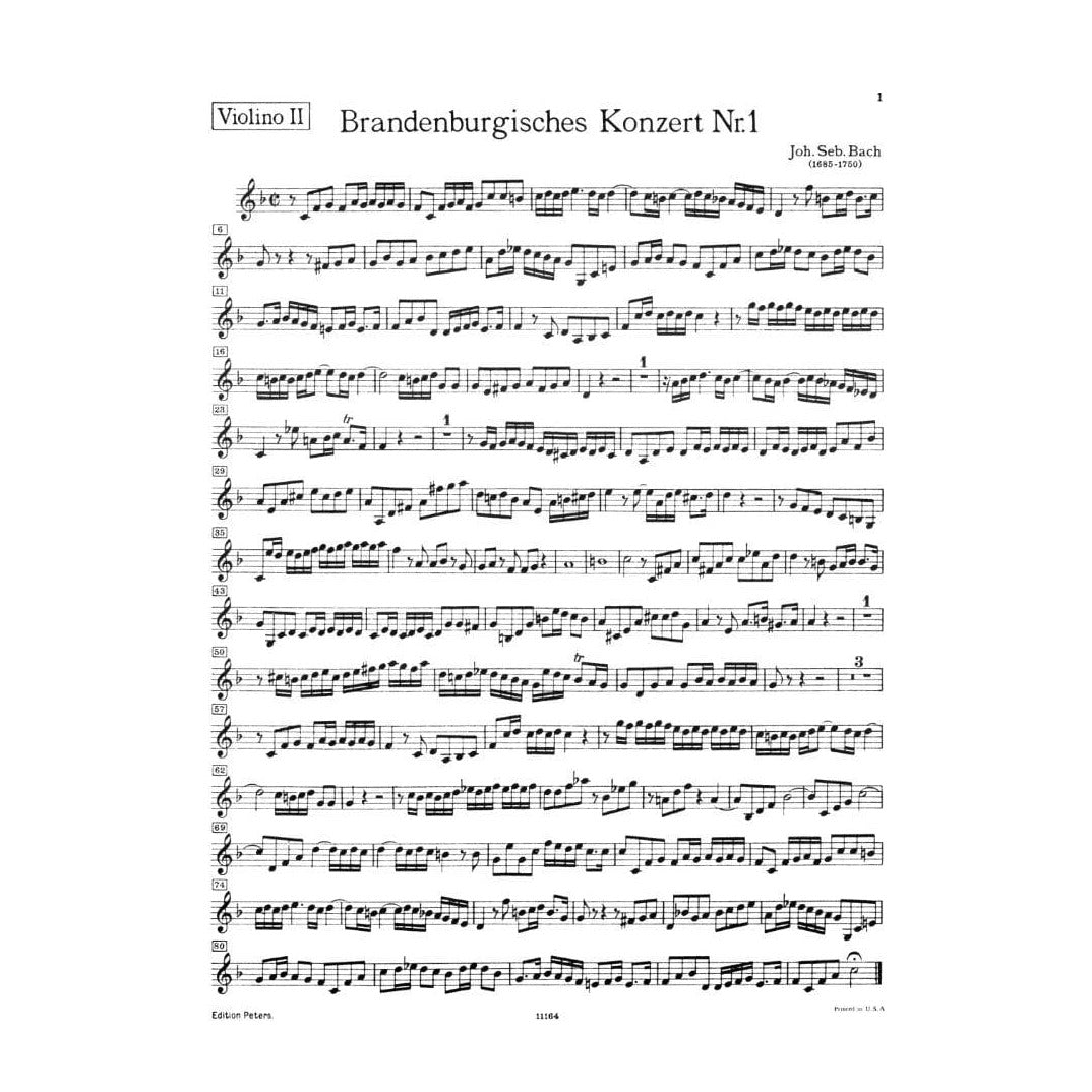 Bach, JS - Brandenburg Concerto No 1 BWV 1046 for 2nd Violin - Peters Edition