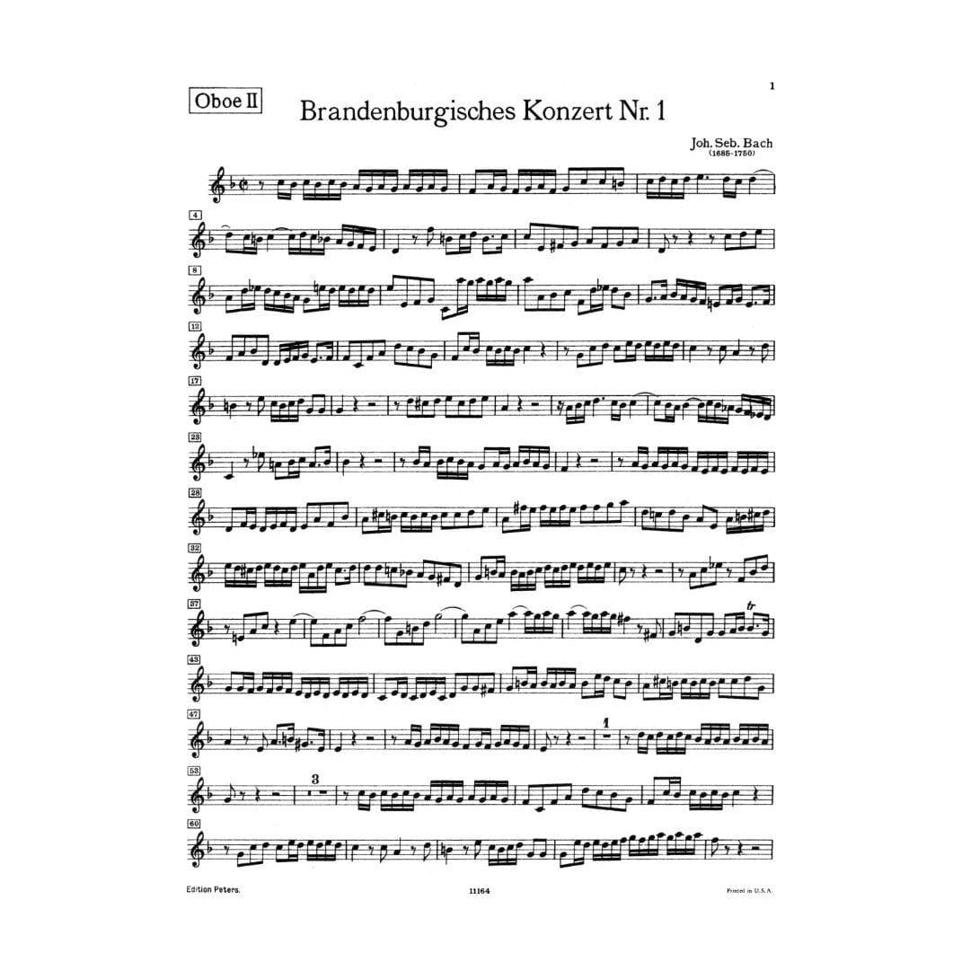 Bach, J.S. - Brandenburg Concerto No. 1 BWV 1046 for Oboe 2 - Peters Edition