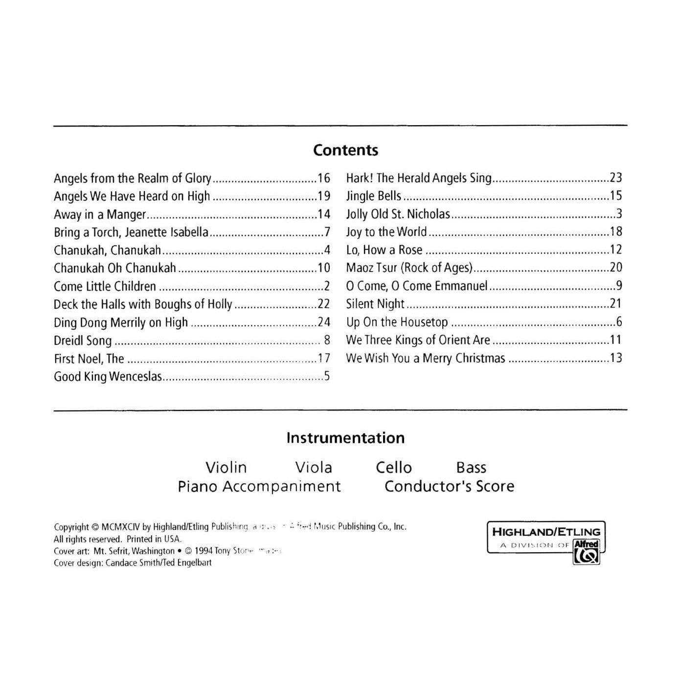 O'Reilly, John - Christmas and Chanukah Ensembles Violin Published by Neil A Kjos Music Company