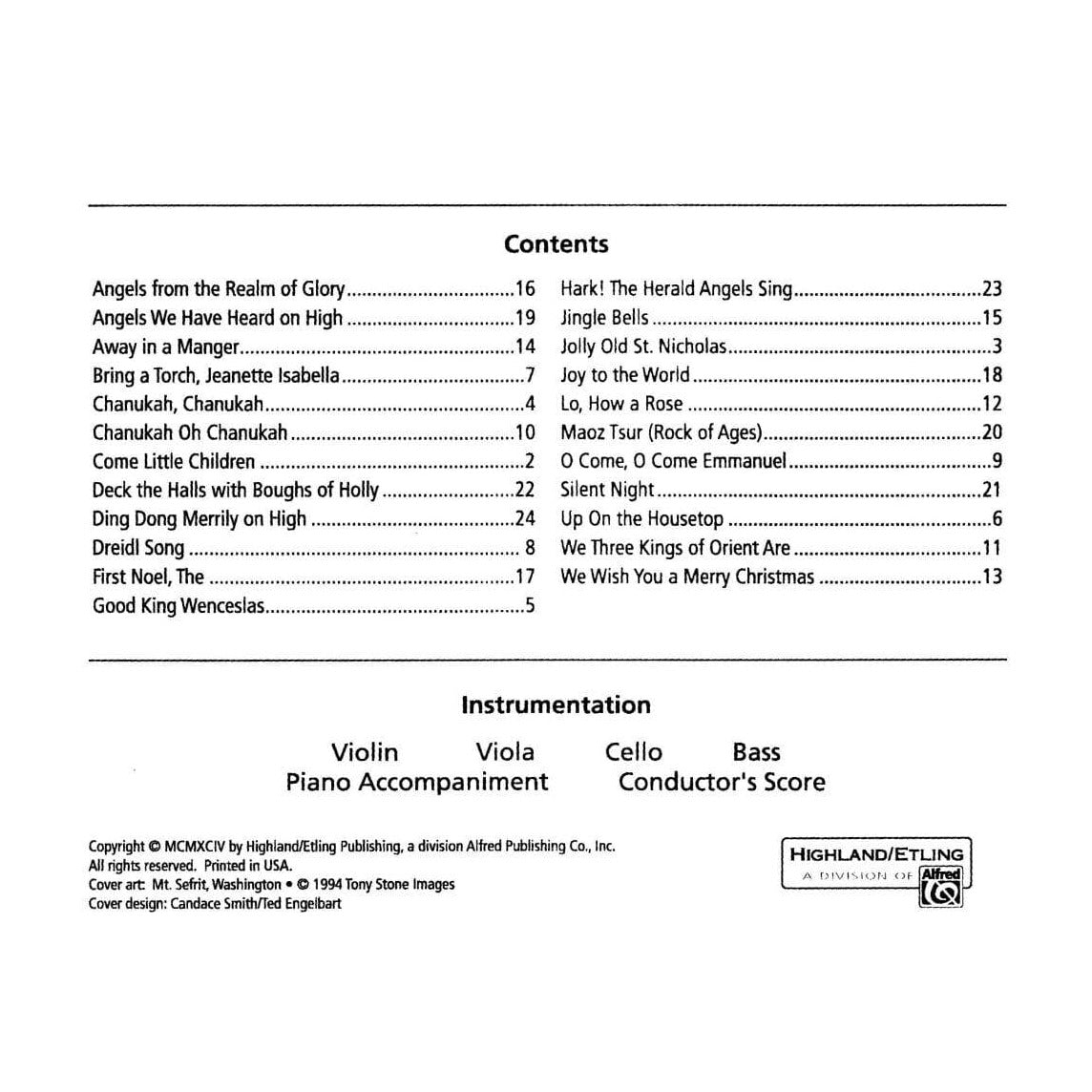 O'Reilly, John - Christmas and Chanukah Ensembles Viola Published by Neil A Kjos Music Company