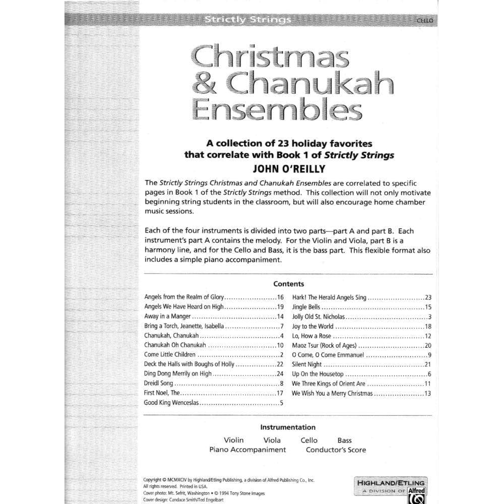 O'Reilly, John - Christmas and Chanukah Ensembles Cello Published by Neil A Kjos Music Company