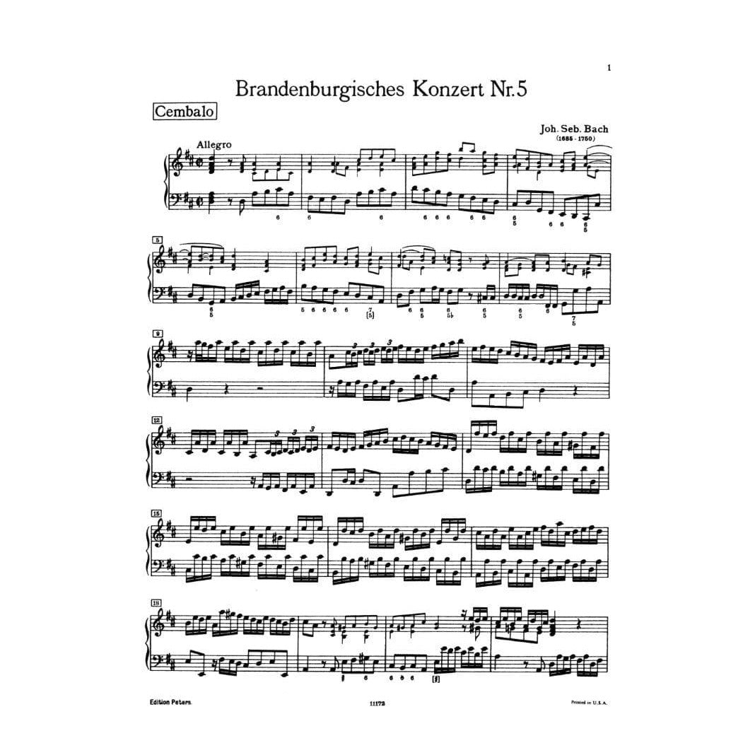 Bach, JS - Brandenburg Concerto No. 5, BWV 1050 - Piano Part - Peters Edition