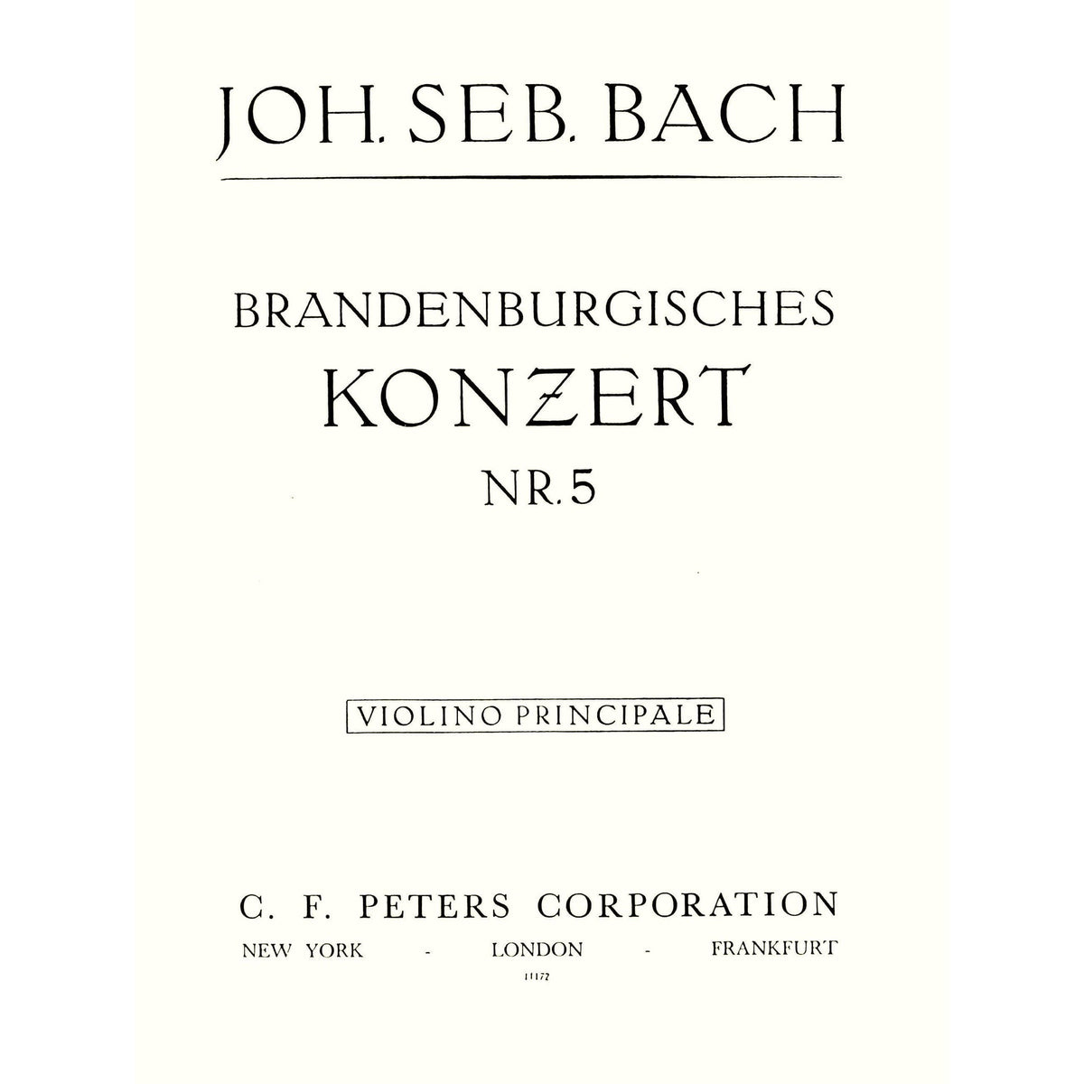 Bach, JS - Brandenburg Concerto No. 5, BWV 1050 - Solo VIolin Part - Peters Edition
