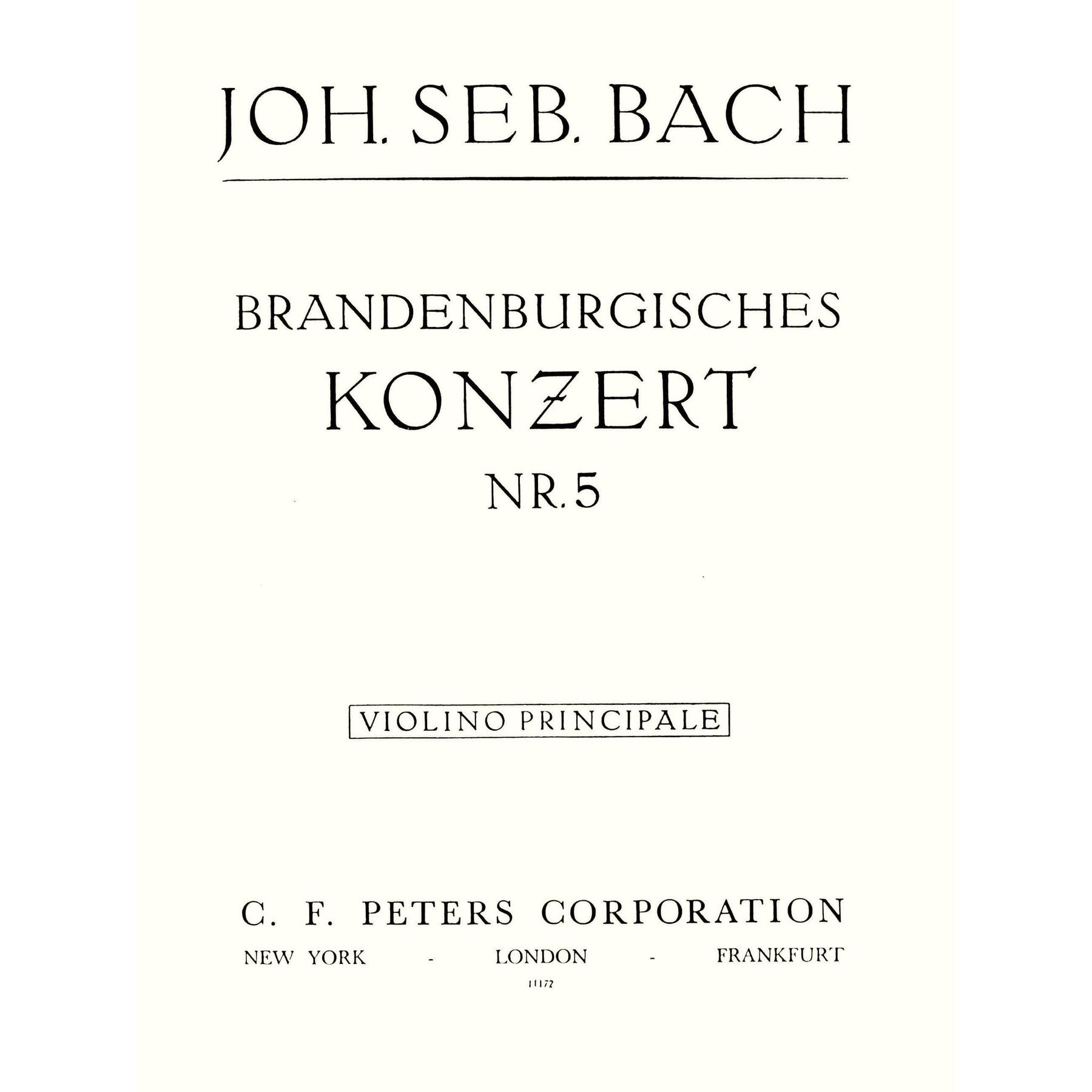 Bach, JS - Brandenburg Concerto No. 5, BWV 1050 - Solo VIolin Part - Peters Edition