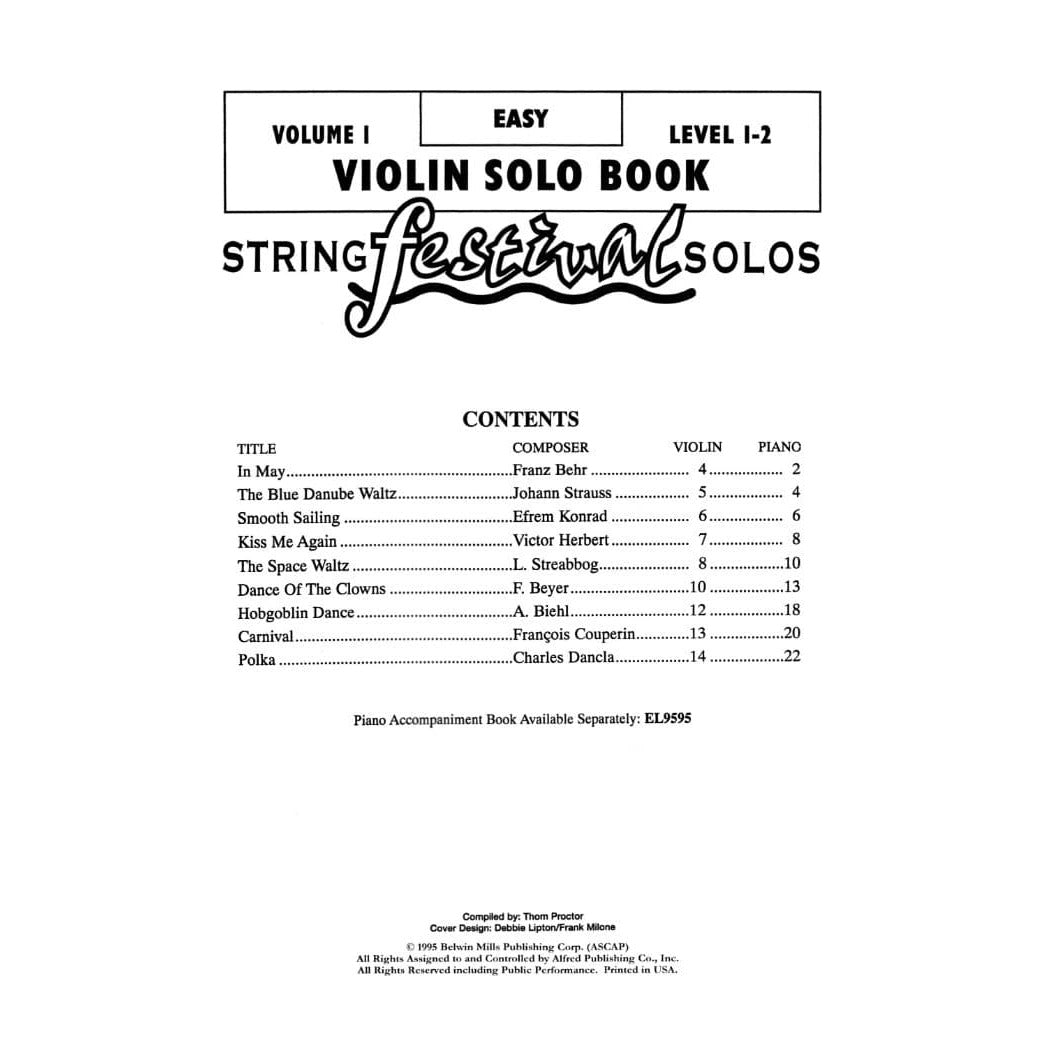 Applebaum, Samuel - String Festival Solos - Volume 1 for Violin - Belwin/Mills Publication