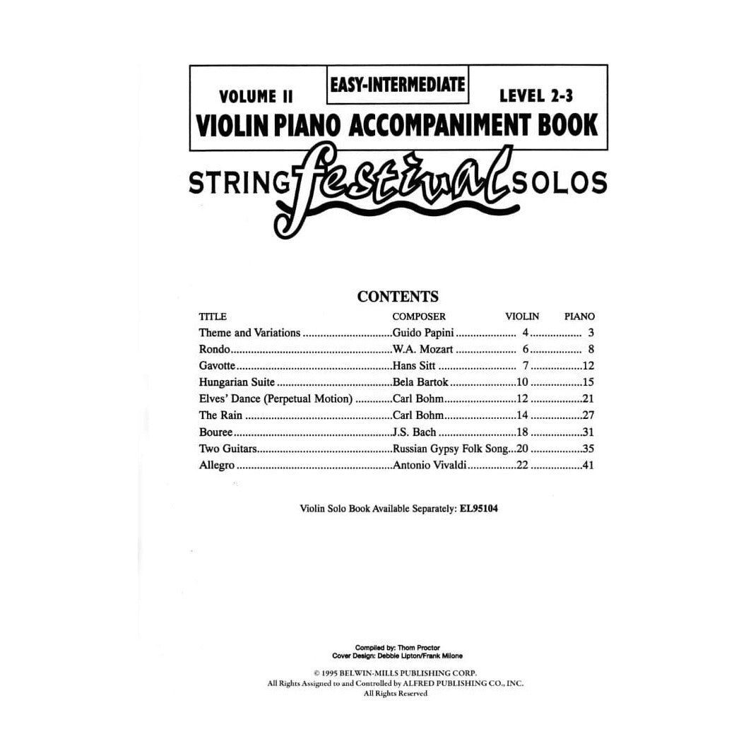 Applebaum, Samuel - String Festival Solos - Volume 2 Piano Accompaniment for Violin - Belwin/Mills Publication