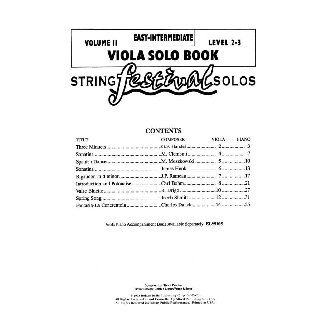 Applebaum, Samuel - String Festival Solos - Volume 2 for Viola - Belwin/Mills Publication