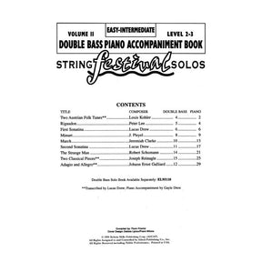 Applebaum, Samuel - String Festival Solos - Volume 2 Piano Accompaniment for Double Bass - Belwin/Mills Publication
