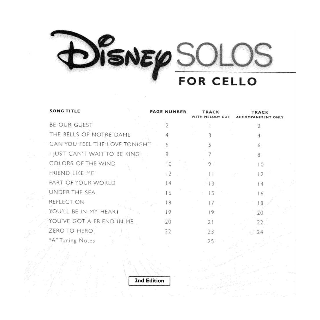 Disney Solos for Cello - Book and CD - Hal Leonard Publication