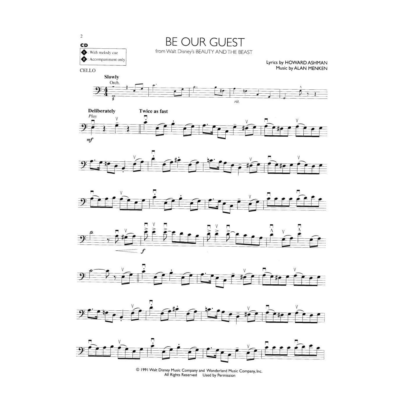 Disney Solos for Cello - Book and CD - Hal Leonard Publication