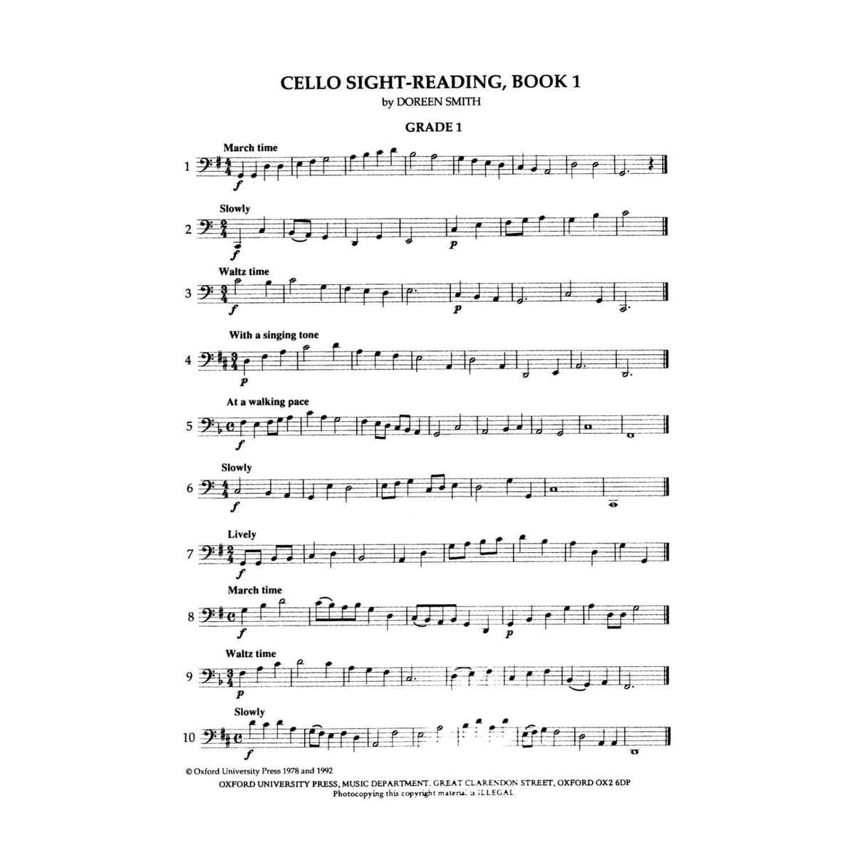 Smith - Sight Reading, Book 1, Cello Published by Oxford University Press